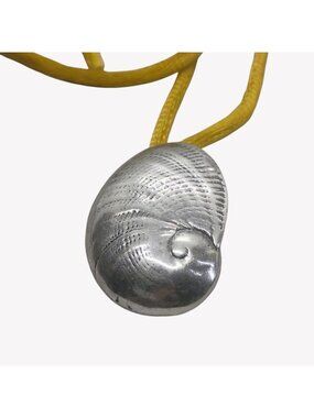 Vtg Mignon Faget Nautilus Shell Baby's Ear Pendant Sterling Silver on Silk Cord